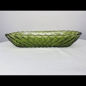 Vintage green glass bowl
